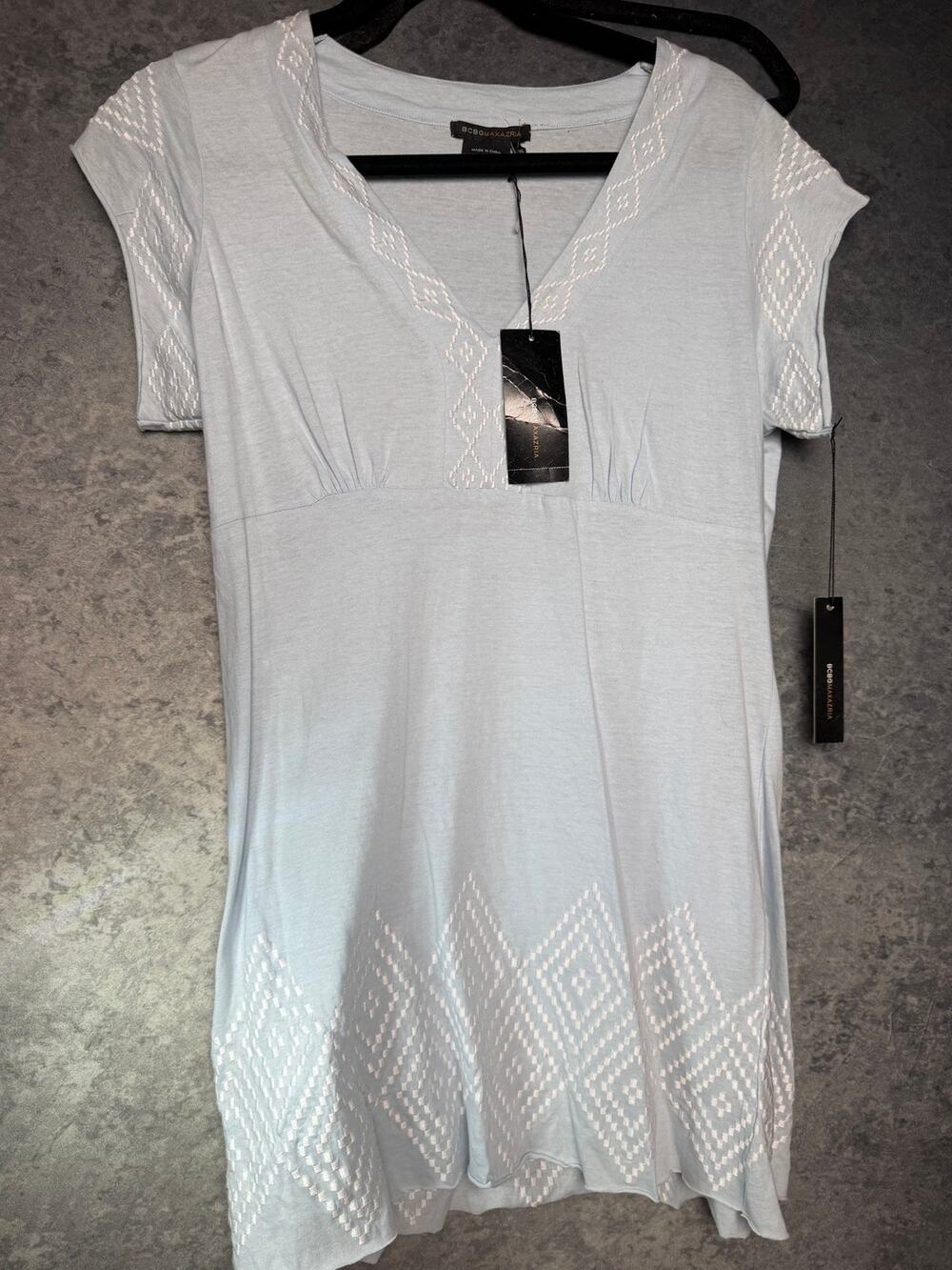 BCBGMaxAzria NWT Light Blue Embroidered Tunic NWT  XL